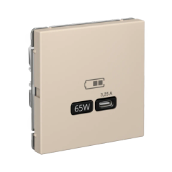 ARTGALLERY USB РОЗЕТКА тип-С 65Вт высокоскор.заряд. QC, PD, механизм, ПЕСОЧНЫЙ