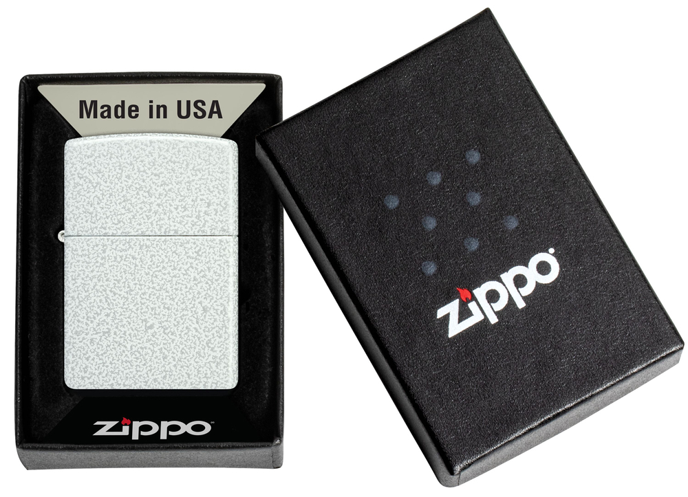 Зажигалка Zippo Classic с покрытием Glacier, латунь/сталь, белая, матовая, 38x13x57 мм