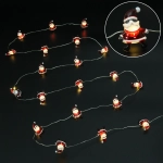 Гирлянда для дома «Дед Мороз» (3,3*2,5см) на батарейках 2,0 м 20 ламп LED, 1 реж., IP-20, Теплый белый (батарейки CR2032)