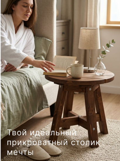 Журнальный столик, 60х60х56, Осло, деревянный, прикроватный, для дома и сада, венге