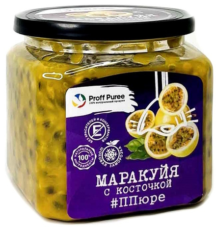 Пюре Маракуйя с косточкой замороженное 500 гр Proff Puree