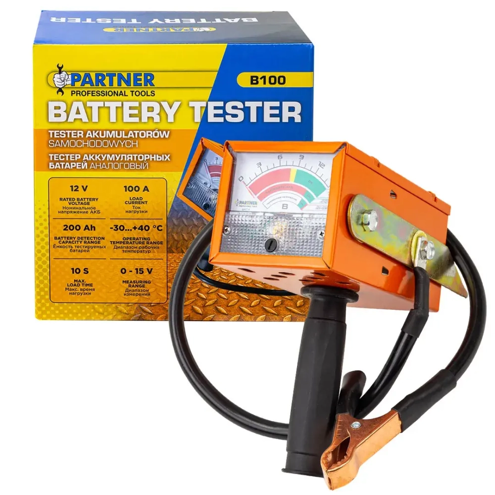 Тестер аккумуляторных батарей аналоговый (12V, 100А) Partner PA-B100