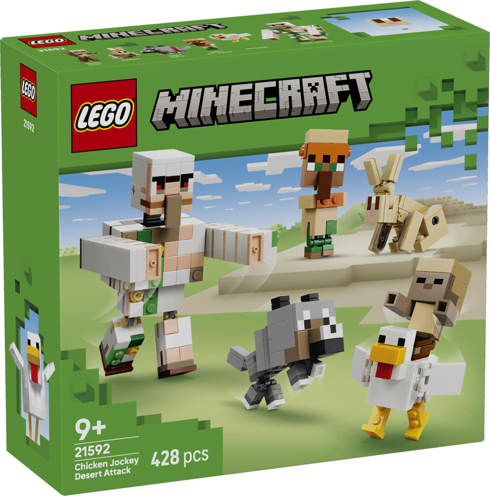 Конструктор LEGO Minecraft Атака наездника на курице в пустыне 21592 | LEGO Minecraft Chicken Attack 428 деталей | 9+