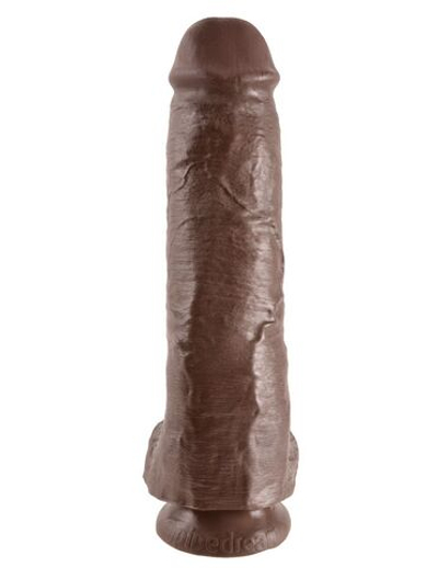 Коричневый фаллоимитатор-гигант на присоске 11 Cock with Balls - 28 см. (Цвет: коричневый)