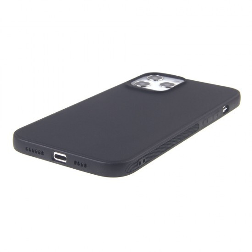 Чехол для iPhone 12 Pro Max черный силиконовый с защитой камеры, 012424 Черный