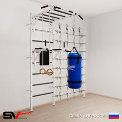 Шведская стенка Sv Sport усиленная 64130 (Турник рукоход/Брусья/Кольца/Цепь/Мешок 30кг/Канатный лаз)