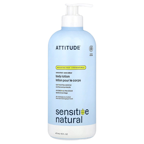ATTITUDE, Sensitive Natural, Body Lotion, Unscented, 16 fl oz (473 ml)