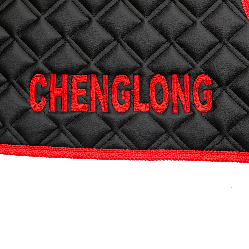 Ковры CHENGLONG (экокожа, черный, красный кант, красная вышивка)