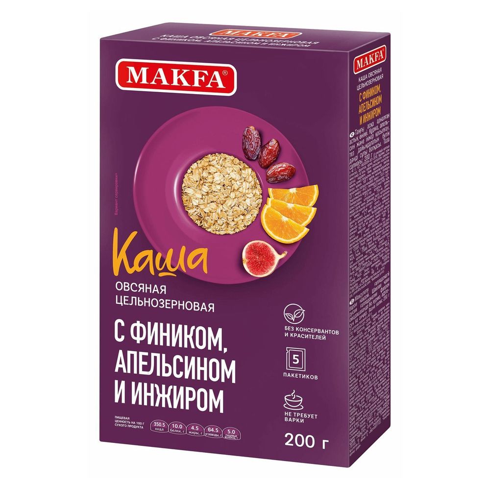 Каша Макфа овсяная цельнозерновая финик апельсин инж  40г