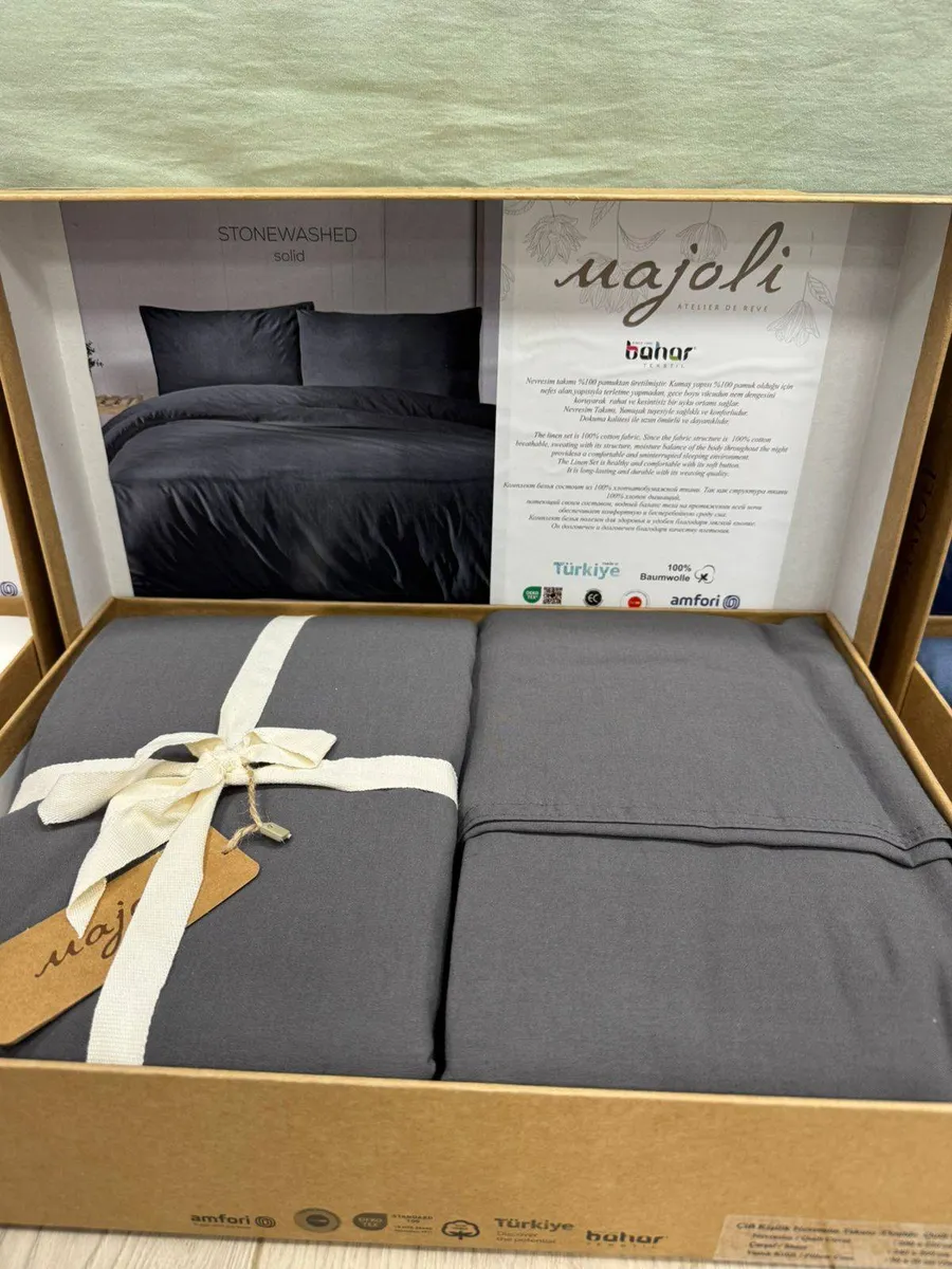 КПБ MAJOLİ Stonewashed SOLİD 1,5-сп. под. 160*220, прост. 160*240, нав. 50*70-1шт. Вар. Хлоп. — фото 9