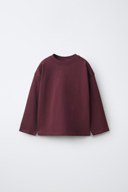 ZARA ОДНОТОННЫЙ ЛОНГСЛИВ, ТЕМНО-РОЗОВЫЙ