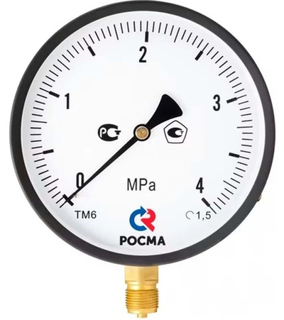 Манометр низкого давления РОСМА ТМ-610Р МТИ, 150мм, 0-25 МПа, М20*1,5, кл. т. 0,6