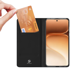 Чехол книжка из кожи черного цвета для смартфона Honor 600 и 600 Pro, серия Skin Pro Series от Dux Ducis