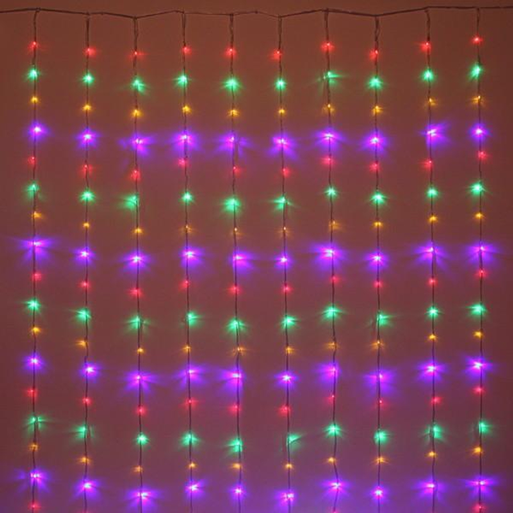 Гирлянда для дома Занавес "Водопад" 1,5м 240ламп LED, 8 реж, Мультицвет