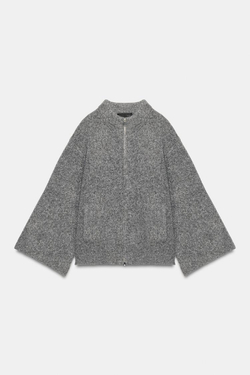 ZARA КАРДИГАН С ШИРОКИМИ РУКАВАМИ, СЕРЫЙ