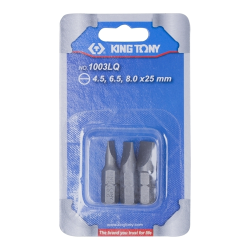 KING TONY (1003LQ) Набор вставок (бит) 1/4", Slotted, 4.5, 6.5, 8.0 мм, 3 предмета