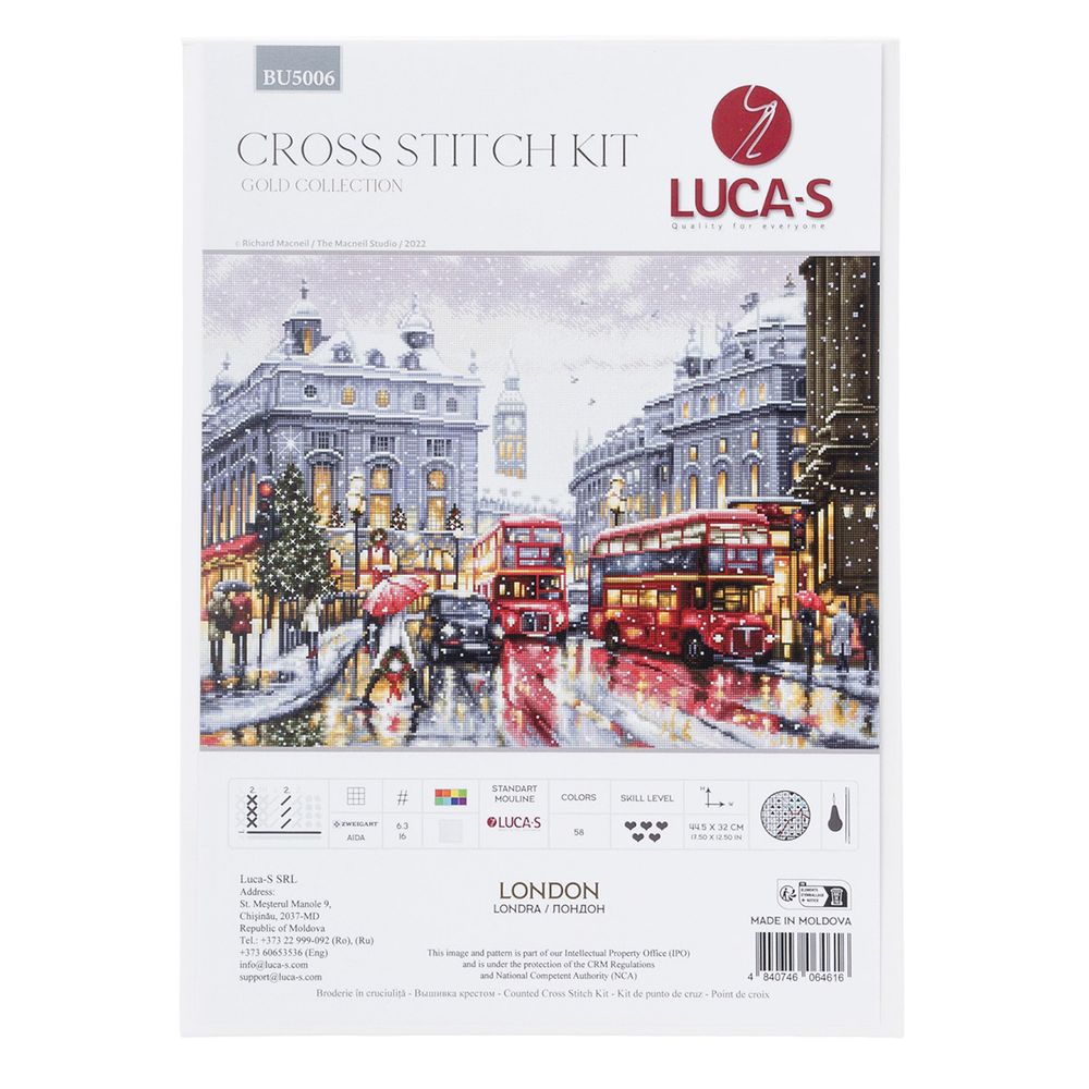 Набор для вышивания нитками Luca-S, Лондон, 44,5х32см