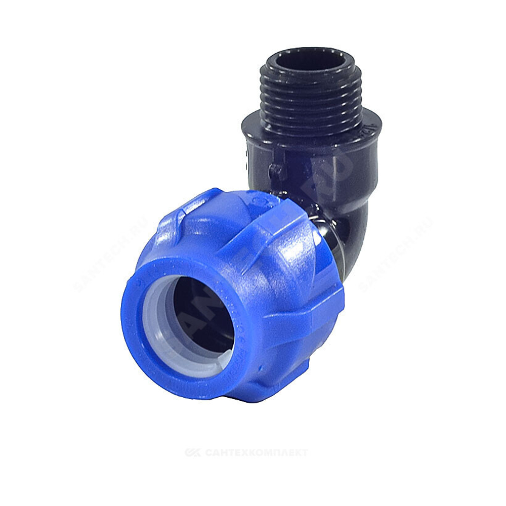 Отвод компрессионный ПЭ Дн 32х1/2"х90гр НР Ру16 VALFEX 1210012432012