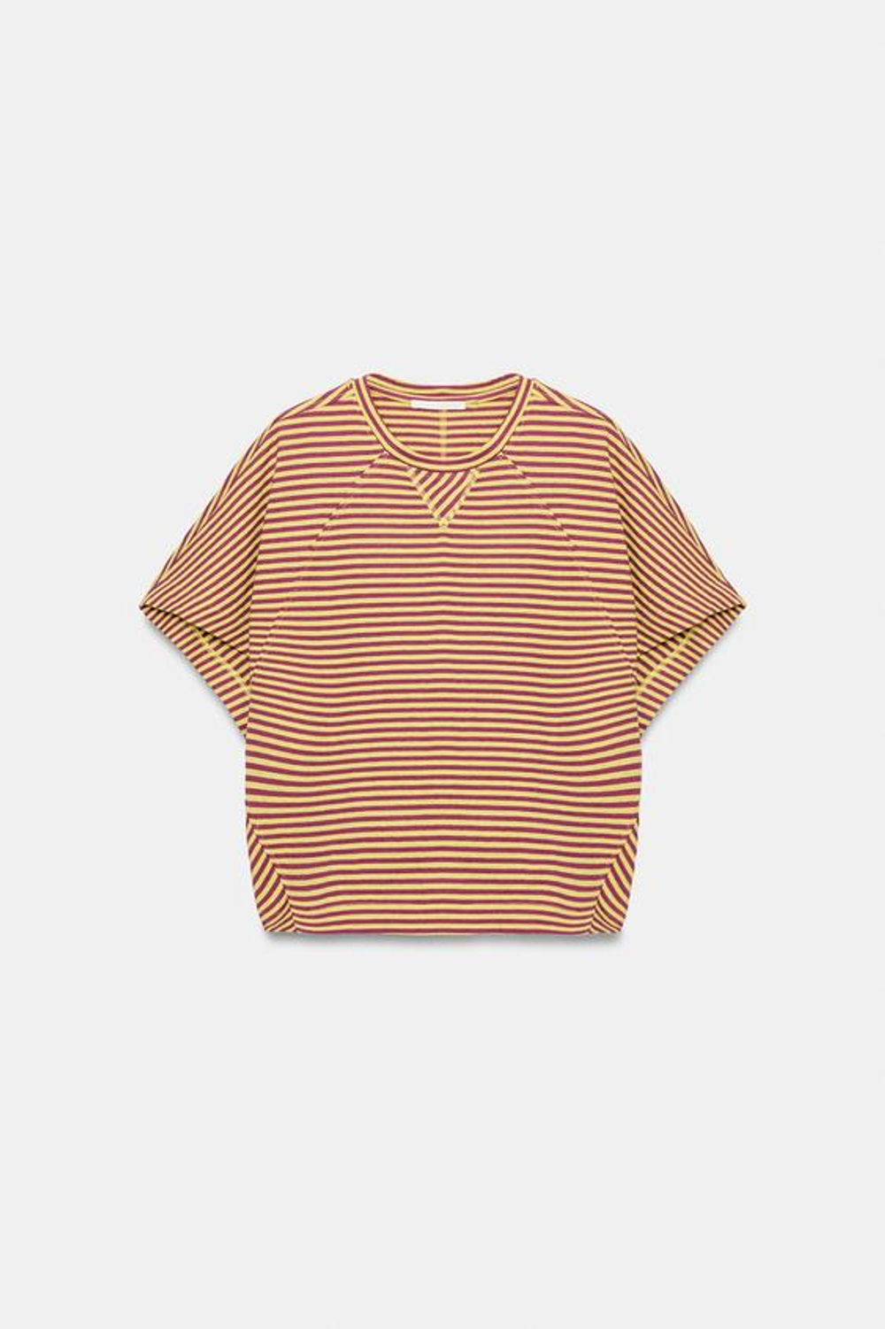ZARA ФУТБОЛКА ОВЕРСАЙЗ В ПОЛОСКУ, ЖЕЛТЫЙ
