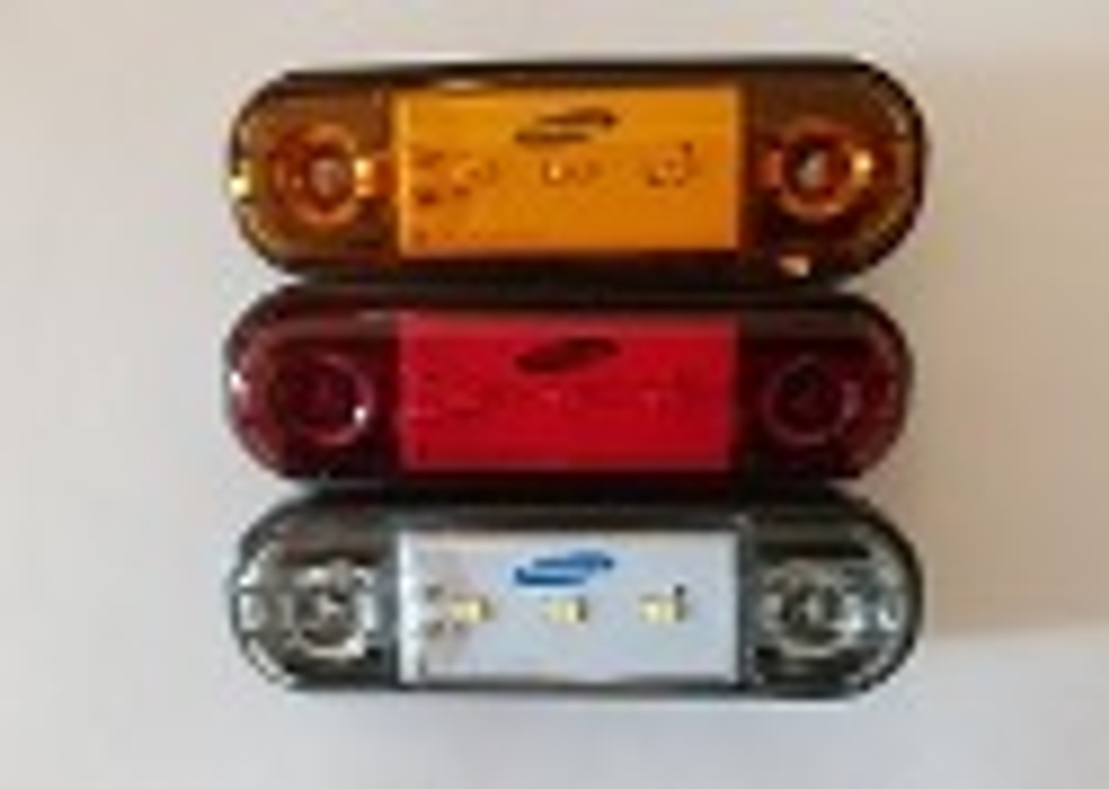 Фонарь контурный унив-й 160 красный 3LED с прокладкой 12-24В