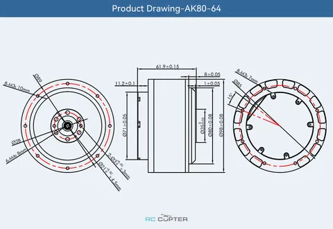 Мотор для робототехники T-Motor AK80-64 KV80