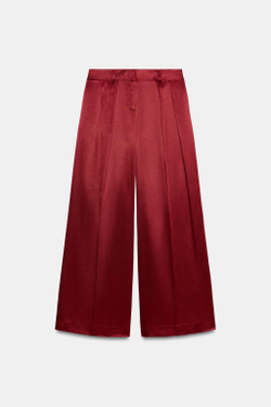 ZARA ШИРОКИЕ СВОБОДНЫЕ БРЮКИ, БУРГУНДИ