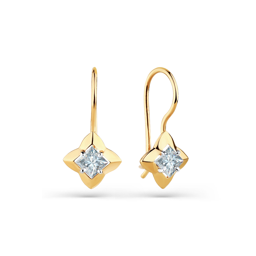 Серьги из золота 585 пробы с 2 Фианит