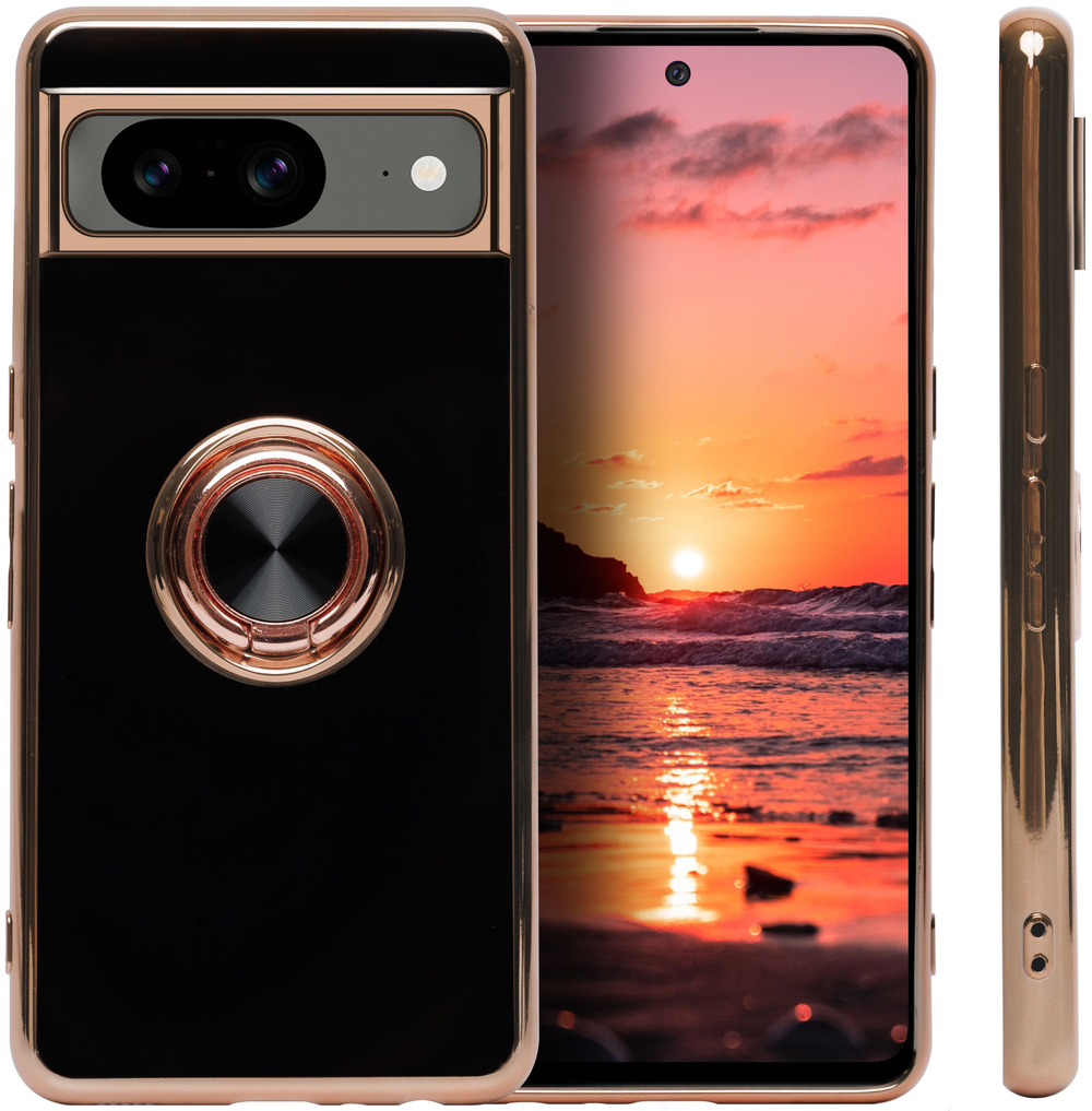 Стильный глянцевый чехол для GOOGLE PIXEL 8 (не 8A / 8 PRO!) с кольцом-подставкой и бархатной подкладкой