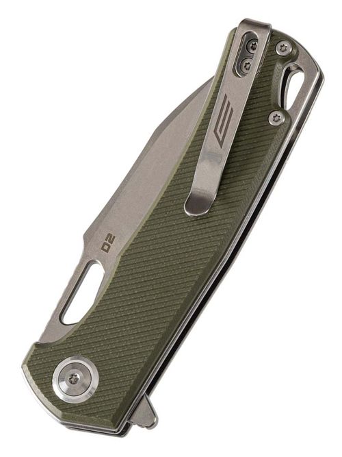 Нож складной GhostBlade Polter, сталь D2, 58-62 HRC, Spear-point, рукоять G10 оливковая, замок Liner lock, флиппер 107 г
