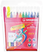 Фломастеры STABILO "Trio", 12 цветов, трехгранная зона обхвата, толщина линии 0,7 мм, картонный футляр, 378/1, 378/1-12-01