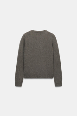 ZARA ОДНОТОННЫЙ СВИТЕР ИЗ КАШЕМИРА И ШЕРСТИ, ЦЕМЕНТЫЙ