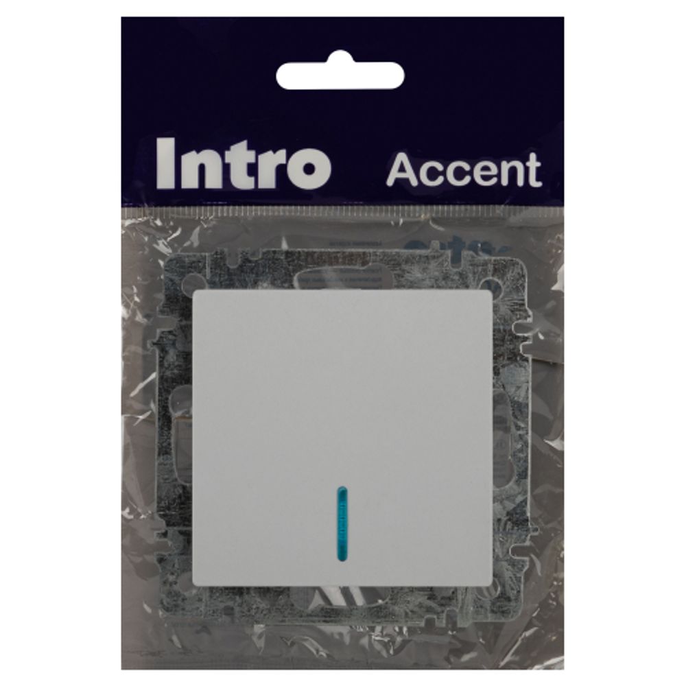Выключатель Intro Accent 6-102-01 с подсветкой, 10А-250В, IP20, СУ, AL/CU, белый | Intro