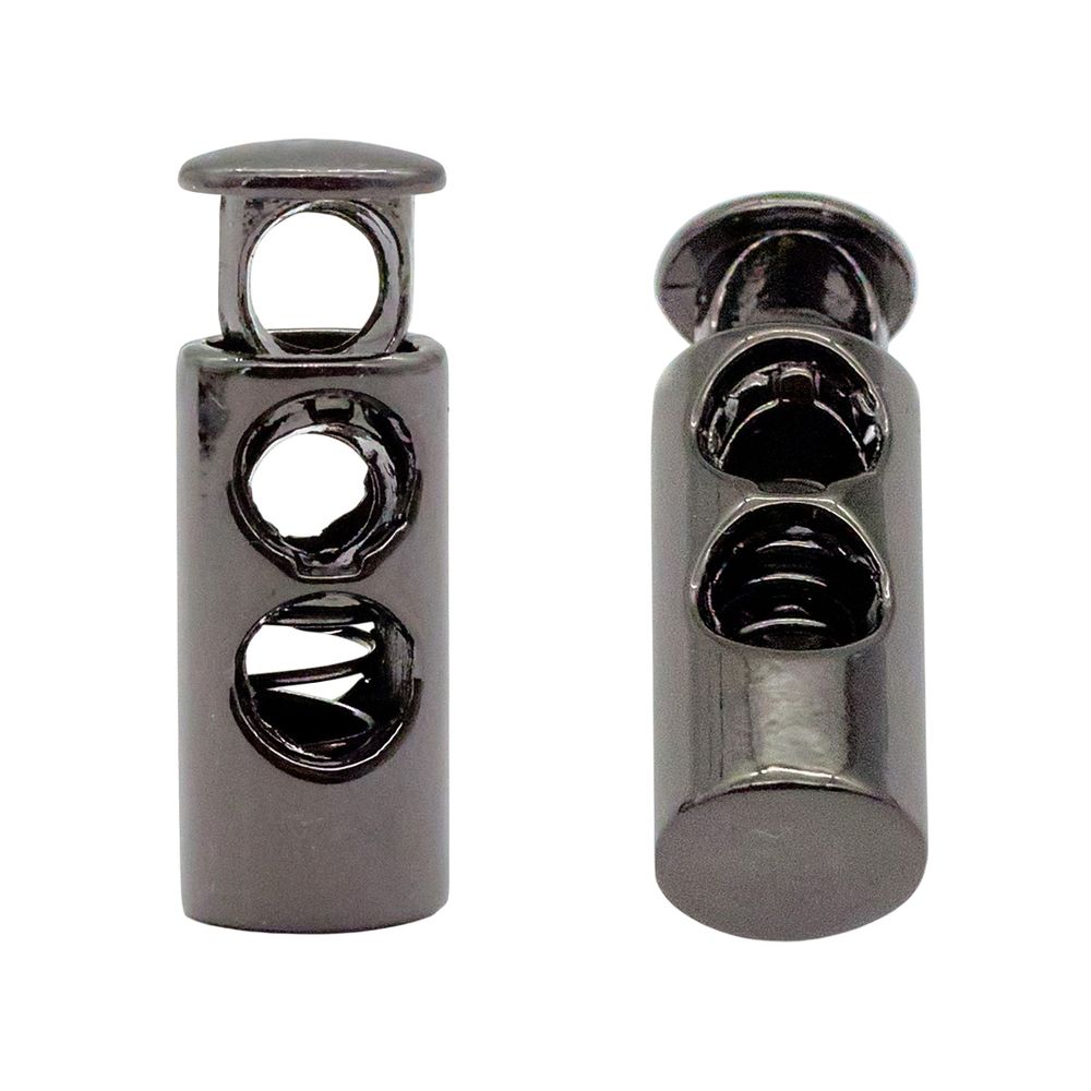 Фиксатор (зажим) для шнура металл 2 отв., 8х23 мм, (in ⌀4.0 мм), чер.никель, 20 шт