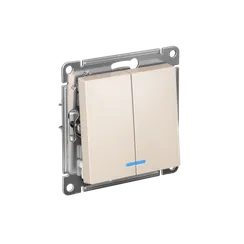 Выключатель двухклавишный с подсветкой Systeme Electric AtlasDesign Бежевый ATN000253