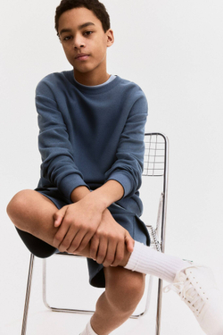 H&M Комплект из толстовки и шорт, пыльно-синий
