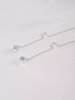 Серьги-протяжки Миражи с кристаллами-хамелеонами Swarovski