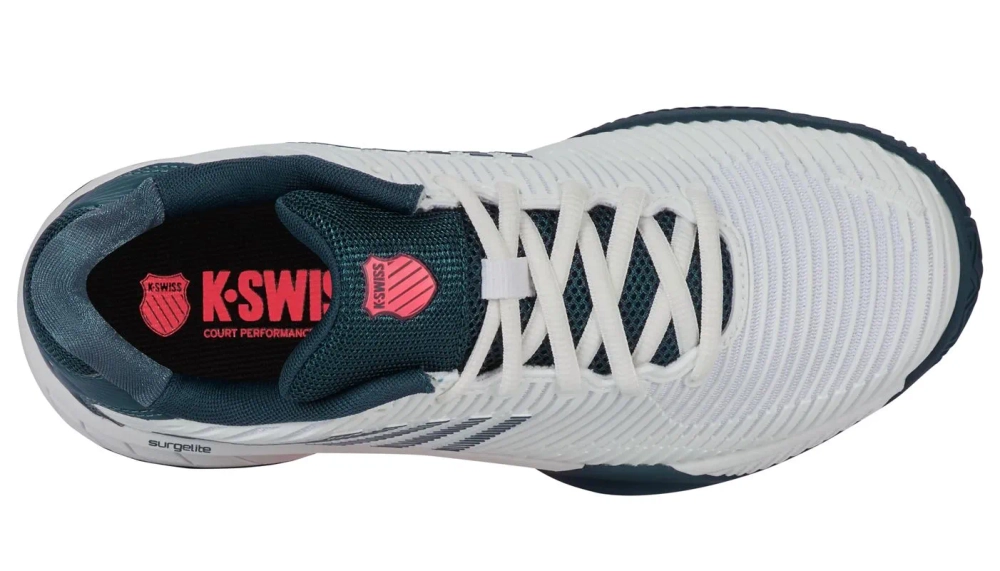Детские теннисные кроссовки K-Swiss Hypercourt Express 2 Clay JR - white/stargazer/neon blaze