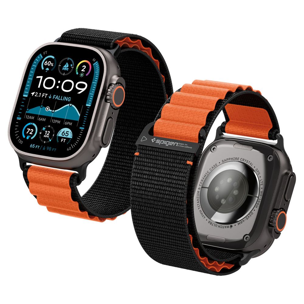 Ремешок Spigen WBF1 Band для Apple Watch 44/45/46/49 мм Black/Orange