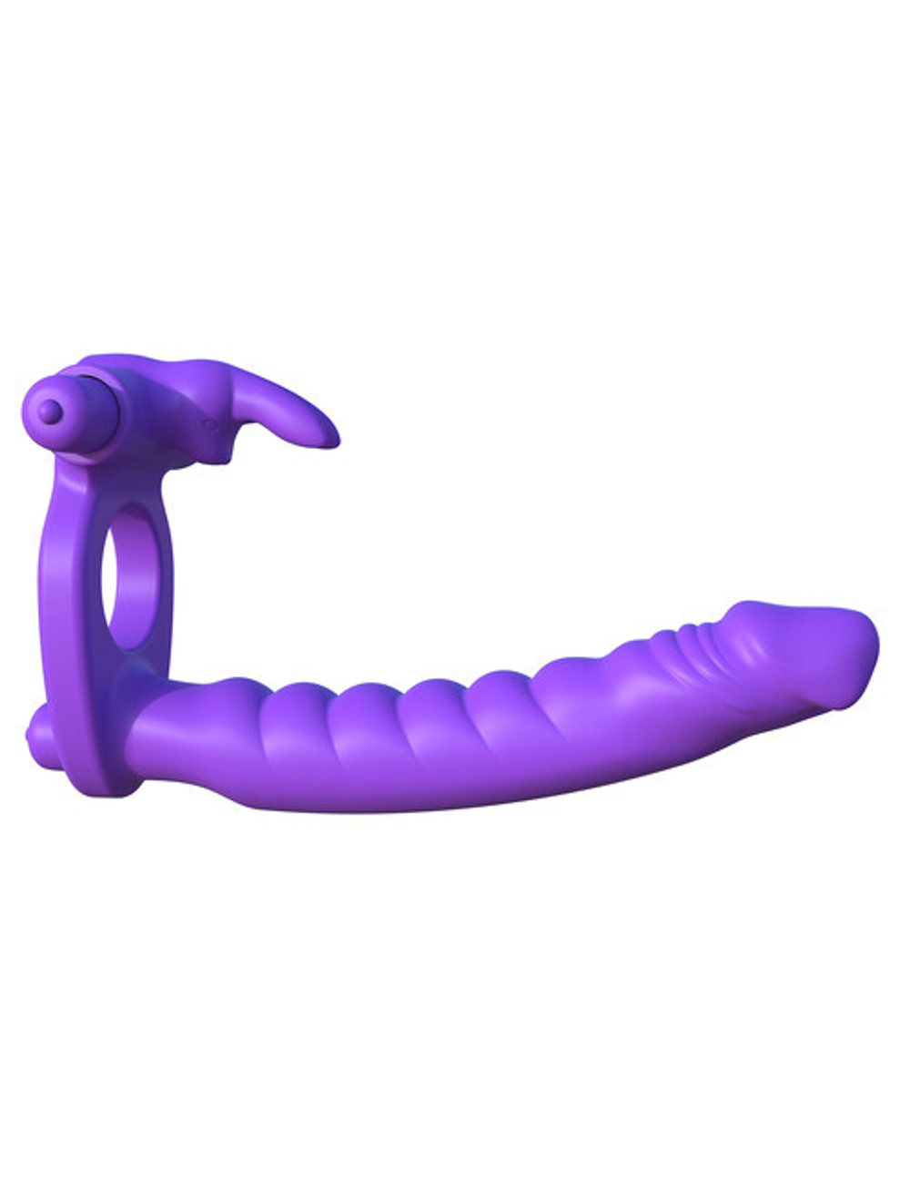 Эрекционное кольцо Silicone Double Penetrator Rabbit с анальным фаллоимитатором (Цвет: фиолетовый)