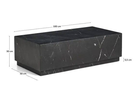 Журнальный столик Sorein из черного мрамора 100 x 50 см