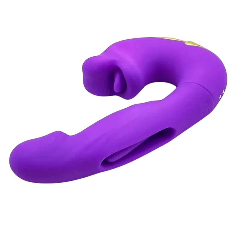 Фиолетовый вибратор с функцией фингеринга и лизания Secwell G-Spot Kisser Double Stimulation Vibrator SW11025