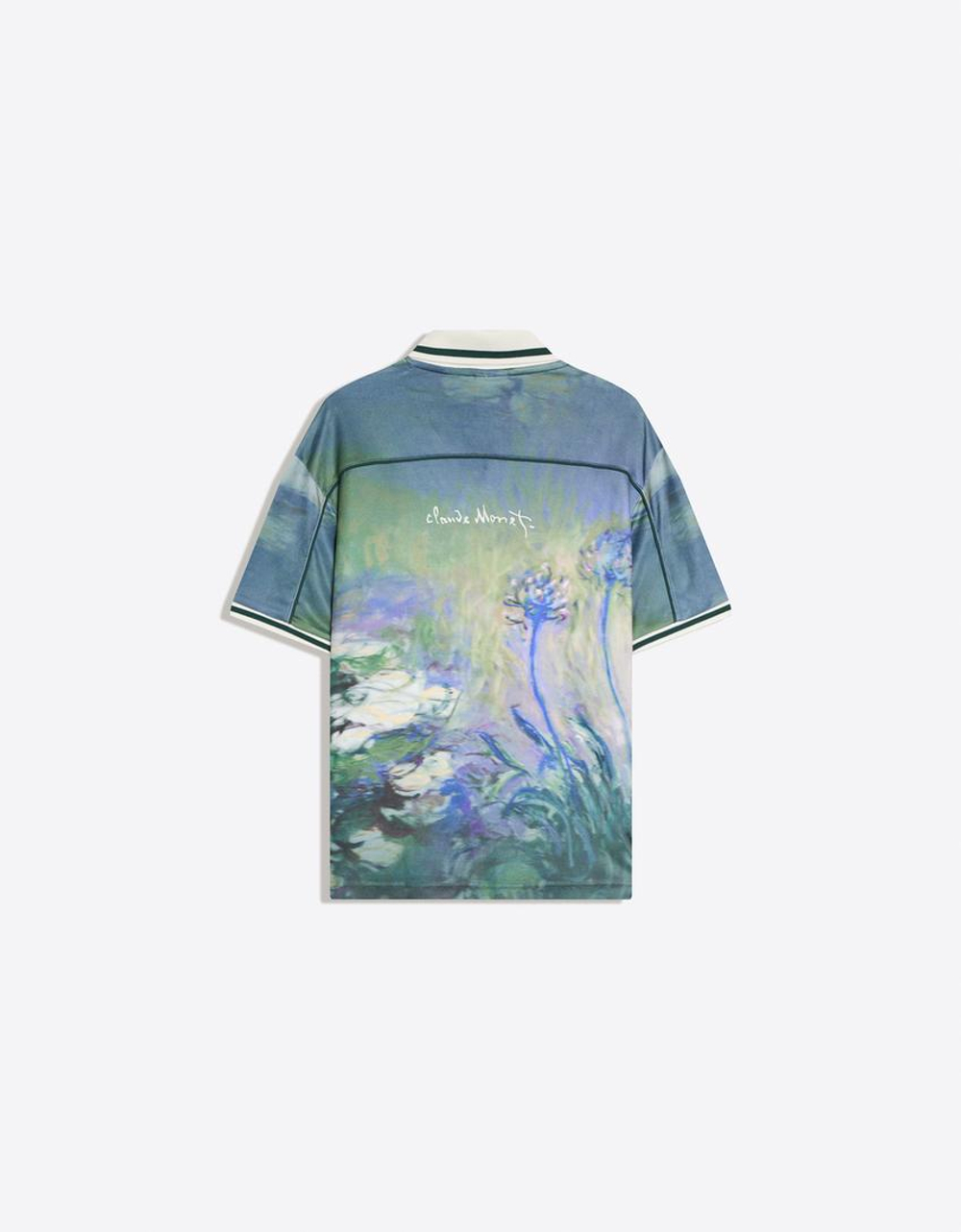 BERSHKA Поло с короткими рукавами Claude Monet, зеленый
