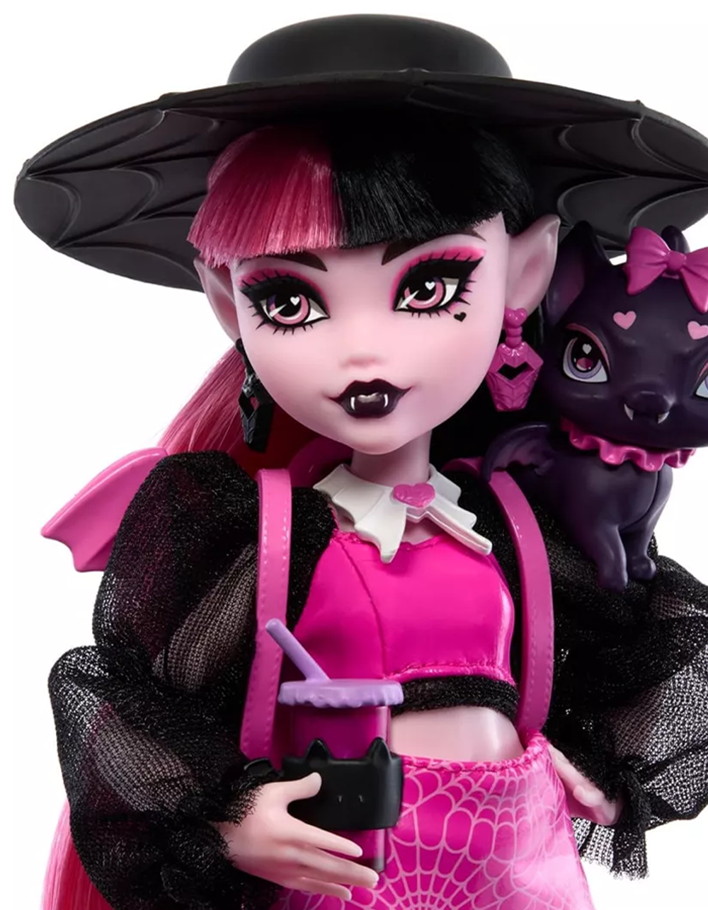 Кукла Монстер Хай Дракулаура со шляпой HRP64 Поколение 3 | Monster High Draculaura with Hat G3 | шарнирная кукла | 6+
