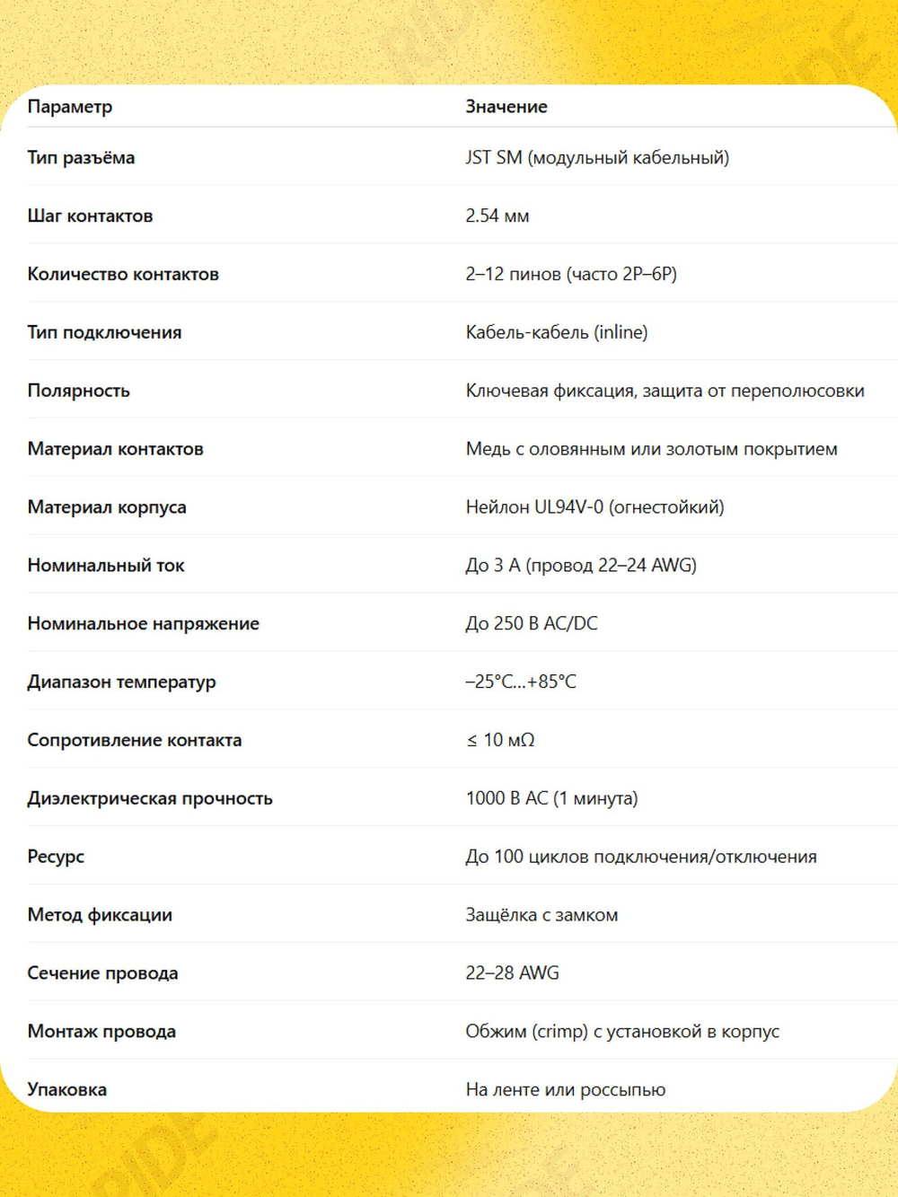 Разъем коннектор JST SM2.54 папа 2 pin (2000 шт.)