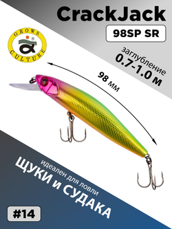Воблер CrackJack 98 SP SR 15.7 г 0.7-1.0 м для щуки и судака #14