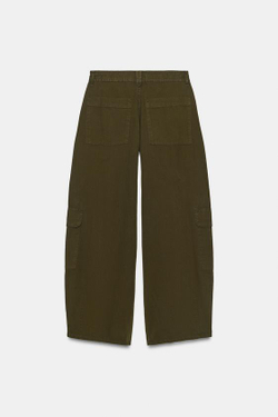 ZARA БРЮКИ КАРГО ОВЕРСАЙЗ, ТЕМНЫЙ ХАКИ