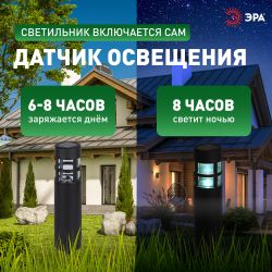 Светильник уличный ЭРА ERASS12-01 Олимп на солнечной батарее садовый 1 LED | Садовые декоративные светильники