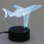 Светильник ночник «3D-Самолёт» на пластиковой подставке, с включателем USB