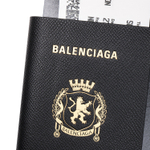 Balenciaga Semi Matte Soft Textured Cow Leather Passport Holder Unisex Black