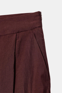 ZARA БРЮКИ ПРЯМОГО КРОЯ СО СКЛАДКАМИ, СЛИВОВЫЙ